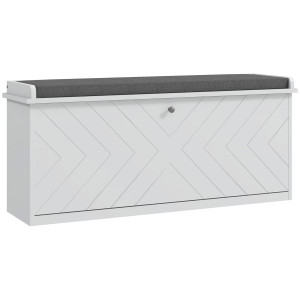 Homcom Panca per scarpe con cassetto ribaltabile, cuscino per seduta e ripiano regolabile, 100 x 26 x 44,5 cm, bianco