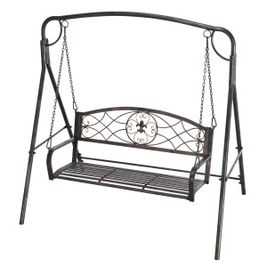 Outsunny Panca a Dondolo da Giardino per Esterno, Design Vintage, Finish Ottone, 167 cm x 123 cm x 175 cm