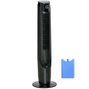 Homcom ventilatore colonnina ventilatore tour rinfrescante d'aria 2 in 1 - 4 modalità 3 velocità, telecomando, timer, oscillante - nero