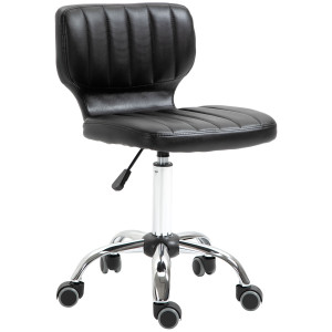 Homcom Sgabello a rotelle - sgabello da lavoro girevole a 360° - sgabello ergonomico - altezza seduta regolabile 47-62 cm - rivestimento sintetico
