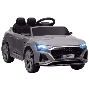 Aiyaplay Auto elettrica per bambini con licenza Audi Q8 e-tron Sportback 12V telecomando, luci, musica, clacson, 3-6 anni Grigio