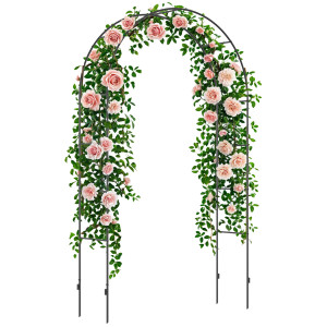 Outsunny Arco per Rampicanti in Metallo per Giardino ed Esterni, 140x40x240cm, Nero Aosom