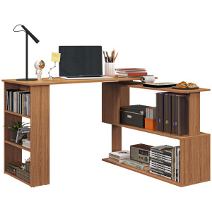 Homcom Scrivania Computer PC Angolare Design a L Girevole con 5 Ripiani Ufficio, Tavolo da Pranzo in Legno 120x110x74.5cm Aosom