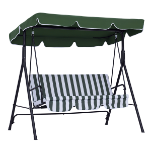 Outsunny Dondolo da Giardino a 3 Posti con Tettuccio Inclinabile e Cuscini, 172x110x153 cm, Verde