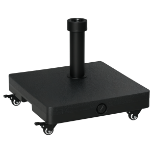 Outsunny Base per Ombrellone con Ruote Riempibile fino a 20kg, Basamento in HDPE per Pali da Ø38-48mm, 45x45x39cm, Nero Aosom