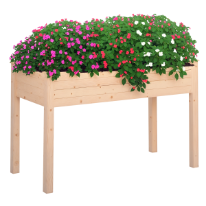 Outsunny Orto Urbano Pensile Tavolo Porta Piante con Fodera in Tessuto per Giardino 122.5x56.5x76cm legno Aosom