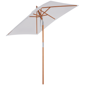 Outsunny Ombrellone da Giardino 2x1.5m Inclinabile con 6 Stecche, Apertura con Corda e Palo Centrale in Legno di Abete, Beige   Aosom