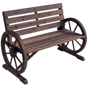 Outsunny Panchina da giardino rustica con Braccioli a Ruota per 2 Persone, 105.5x59x75 cm, Marrone   Aosom Italy
