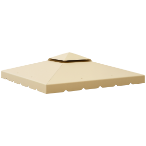Outsunny Tettuccio di Ricambio per Gazebo da Giardino con Tetto a 2 Livelli, Copertura in Poliestere per Gazebo da 3x3m, Beige Aosom