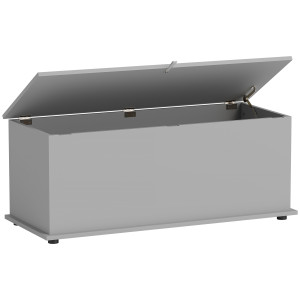 Homcom Baule contenitore, panca contenitore con coperchio ribaltabile e cerniere di sicurezza, 100 x 40 x 40 cm, grigio   Aosom Italy