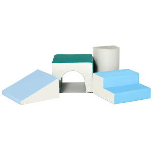 Homcom Set 4 Blocchi di Costruzioni Morbidi per Bambini da 1-3 Anni Modulabile, Multicolore