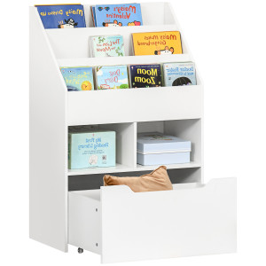 Homcom Scaffale per bambini con cassetto, scaffale per libri con ripiani, 60 x 29,9 x 90 cm, Bianco   Aosom Italy