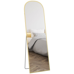 Homcom Specchio da Terra e Parete Moderno in Lega di Alluminio con Supporto Pieghevole, 50x161.5cm, Oro   Aosom Italy