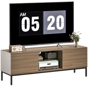 Homcom Mobile TV con Scomparto Foro Cavi e Ripiano Regolabile per Televisore da 60 Pollici 140x40x49,5 cm Grigio   Aosom Italy