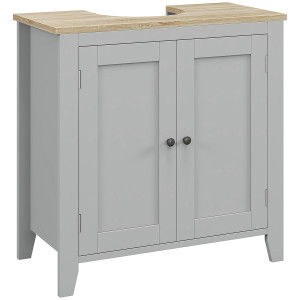 Kleankin Mobile per Sotto del Lavabo Armadio Basso con 2 Porte e Ripiano Regolabile Stile Moderno 60x30x60 cm Grigio   Aosom Italy