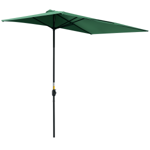 Outsunny Ombrellone da Parete Mezzaluna Salvaspazio con Apertura a Manovella, Verde