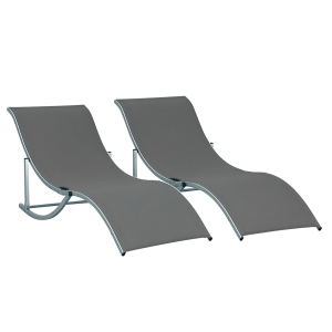 Outsunny Set 2 Sdraio da Giardino Pieghevoli, Lettino Prendisole in Alluminio e Textilene, 61x165x63 cm Aosom