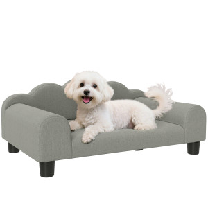 Pawhut Divano per Cani con Braccioli di Supporto, in Legno e Tessuto French Terry, 66x42x28.5 cm, Grigio   Aosom Italy