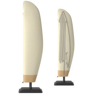 Outsunny Copertura per Ombrellone 3x3 m Impermeabile, Custodia Copri Ombrellone a Sbalzo con Cerniera e Laccio, Beige