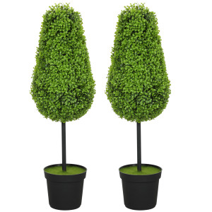 Homcom Set di 2 Piante Artificiali Buchsbaum 90cm con Foglie in Forma di Lacrima, Piante Finte in Vaso - Moderna Decorazione   Aosom Italy
