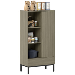 Homcom Credenza per Salotto Moderna con Porta Cassetto Ripiano Regolabile e 3 Scomparti Aperti 60x34x121 cm Naturale   Aosom Italy