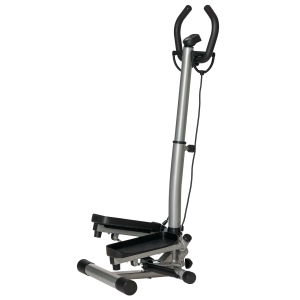 Homcom Stepper con Manubrio Regolabile, Monitor LCD ed Elastici, 55x53x118-128cm, Nero Aosom