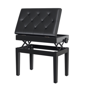 Homcom Sgabello per Pianoforte con Vano Contenitore e Altezza Regolabile, Nero Aosom