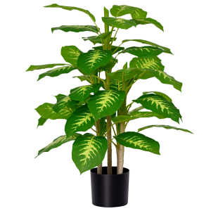Homcom Pianta Artificiale Sempreverde con Vaso Φ17x14.5 cm Nero per Interni ed Esterni, Altezza Pianta 95 cm Aosom