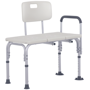 Homcom Sedia da Doccia con Altezza Regolabile su 6 Livelli, Piedini e Bracciolo Antiscivolo, Ampia Seduta (68.5x40.5cm) Aosom