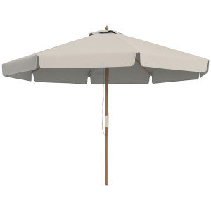 Outsunny Ombrellone da Giardino con Doppio Tettuccio, in Bambù e Poliestere, Ø325x250 cm, Grigio