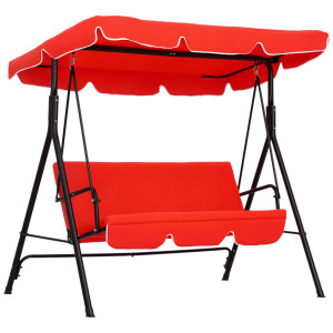 Outsunny Dondolo da Giardino 3 Posti con Tetto e Struttura in Acciaio, Rosso