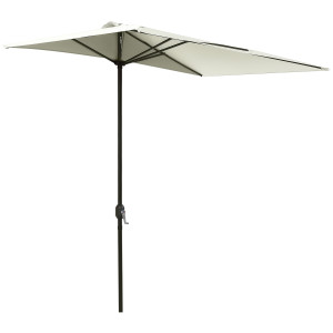 Outsunny Ombrellone da Parete Mezzaluna Salvaspazio con Apertura a Manovella, Beige Aosom