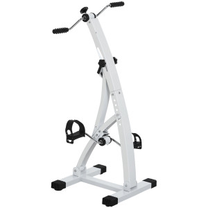 Homcom Cyclette con Movimento Braccia da Divano o Poltrona con Schermo LED, Altezza e Intensità Regolabile, Bianco, 41x42.5x95cm Aosom