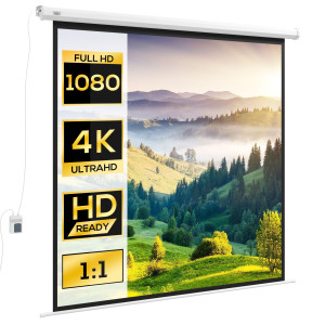 Homcom Schermo per Proiettori, formato 1:1, telecomando, 172 x 172 cm (96 pollici), Bianco   Aosom Italy