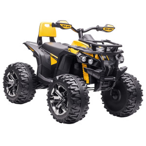 Homcom Quad per Bambini Elettrico 12V con Fari Funzionanti e Pedale, Batteria Ricaricabile, Età 3-5 Anni, 100x65x73cm, Giallo Aosom