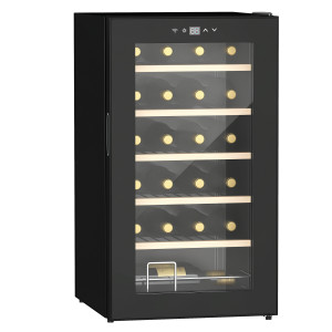Homcom Cantinetta Vino Frigo per 24 Bottiglie, Capacità 65L, Controllo Temperatura e Ripiani Estraibili, Nero