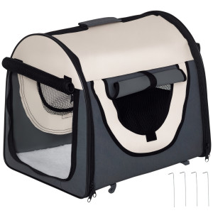 Pawhut Trasportino per Animali Domestici Pieghevole in Oxford con Cuscino Rimovibile Lavabile e Borsa per Trasporto, Grigio scuro Aosom