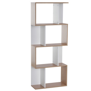 Homcom libreria in Legno, Scaffale a Ripiani, Bianco legno naturale 60 × 24 × 148cm Aosom