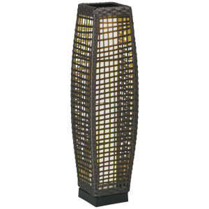 Outsunny Lampada Solare da Giardino con Pannello di Ricarica, in Acciaio e Rattan, 21x21x78 cm, Nero e Grigio Aosom