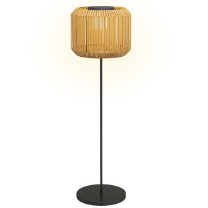Outsunny Lampada Solare da Giardino con Illuminazione LED, in Acciaio e Rattan PE, Ø34x130 cm, Giallo