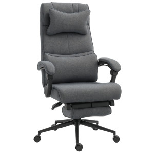 Vinsetto Sedia da Ufficio Ergonomica ad Altezza Regolabile, Poltrona con Braccioli e Poggiapiedi, 66x70x115-123cm, Grigia   Aosom Italy