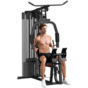 Sportnow Stazione Fitness Multifunzione con 45 kg di Pesi per Home Gym, 160x108x200 cm, Nero