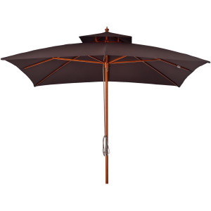 Outsunny Ombrellone da Giardino 3x3m con 8 Stecche in Bamboo e Copertura Parasole a 2 Livelli, Marrone Aosom