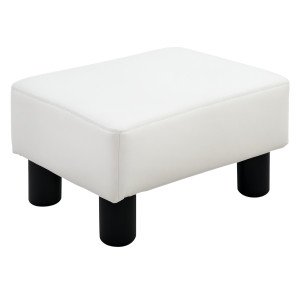 Homcom Poggiapiedi Rettangolare Imbottito e Rivestito in Ecopelle Bianca, 40x30x24 cm, Max. 100kg, per /Soggiorno/Ingresso Aosom