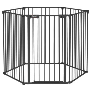 Pawhut Cancellino per Cani Taglia Media Pieghevole e Modulabile in Metallo e Plastica, 123x102x90 cm, Nero Aosom