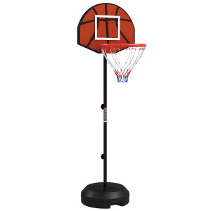 Sportnow Canestro Basket con Bersaglio Freccette 2 in 1, in Acciaio e PE, 38.5x48.5x179 cm, Nero e Marrone Aosom