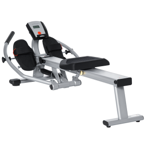 Homcom Vogatore a 12 Resistenze con Monitor Digitale e Struttura Scorrevole in Alluminio, Acciaio e ABS, 160x61x50 cm, Grigio e Nero