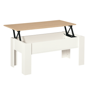 Homcom Tavolino con piano sollevabile, tavolino da soggiorno con spazio di archiviazione nascosto, stile moderno, per soggiorno, ufficio, 100x50x45cm,