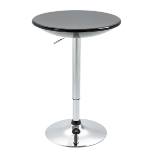 Homcom Tavolo Rotondo da Bar Nero, con Piano Girevole, Altezza Regolabile, Base in Acciaio, Φ61x76-97cm, Design Moderno e Funzionale Aosom