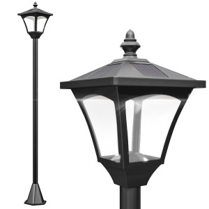 Outsunny Lampada da Giardino Lampada da Terra Lampione LED da Esterno Energia Solare Impermeabile IP44 15×15×120cm Nero Aosom